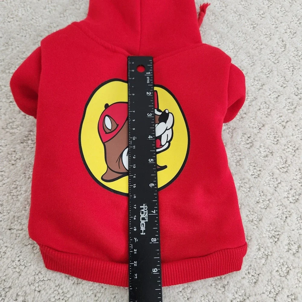 Buc-ee's Red Dog Hoodie Beaver Logo Graphic Pet Sweatshirt Souvenir size S